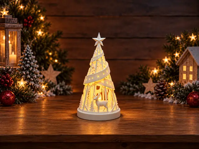 Leuchtender Weihnachtsbaum mit Rentier — modelo 3D