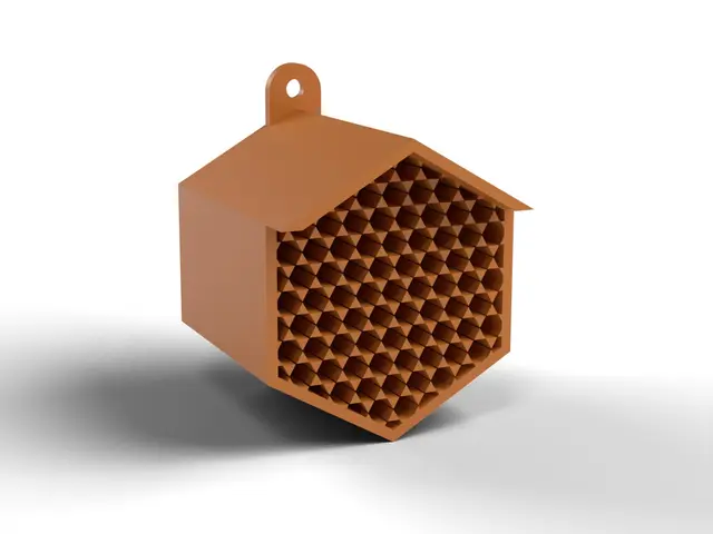 Bee Hotel - Honeycomb Nesting Block for Solitary Bees with Roof and Hanging Tab (OpenSCAD) — modelo 3D