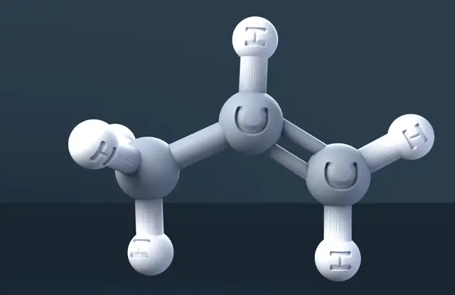Propylene 3D Molecular Model — CAS 115-07-1 — modelo 3D