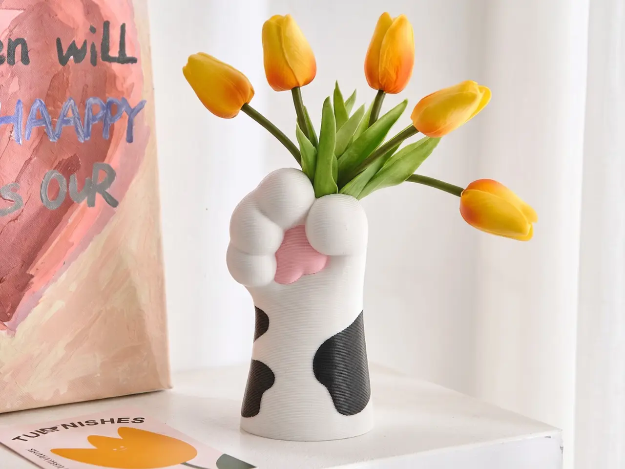 Cat Paw Vase | Cow Spot Kitty | Multicolor — modelo 3D