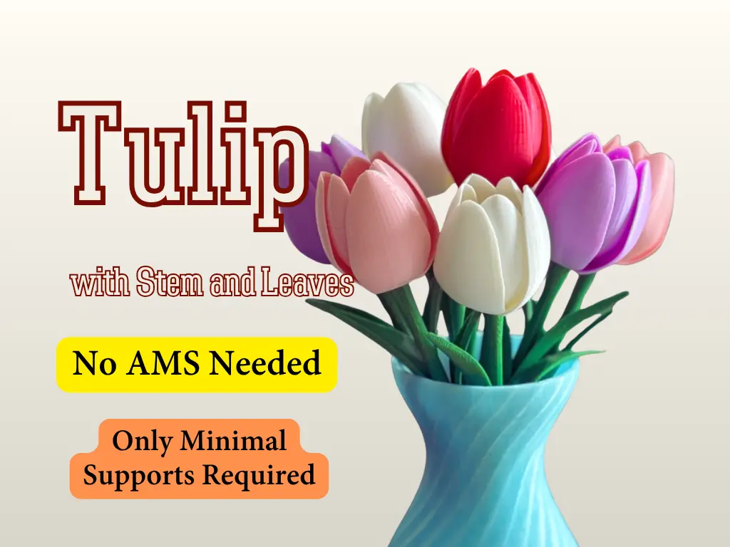 Tulip with stem and leaves — modelo 3D