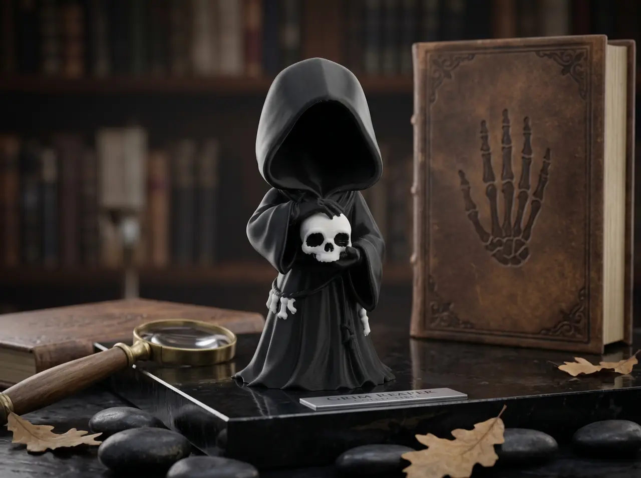 Cute Chibi Grim Reaper with Skull — modelo 3D
