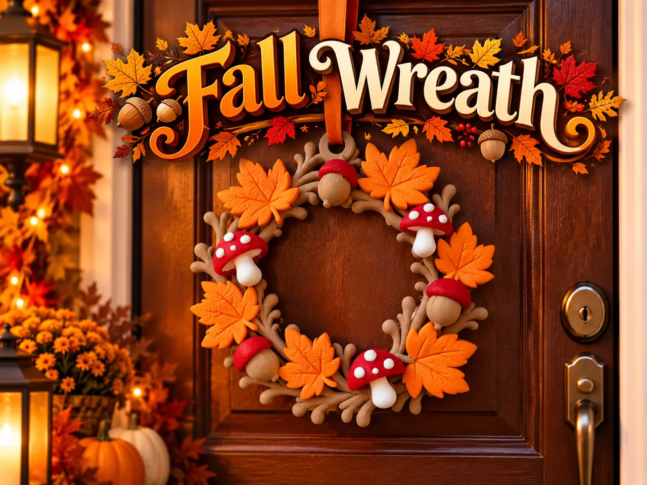 Fall Wreath with Mushrooms and Acorns — modelo 3D
