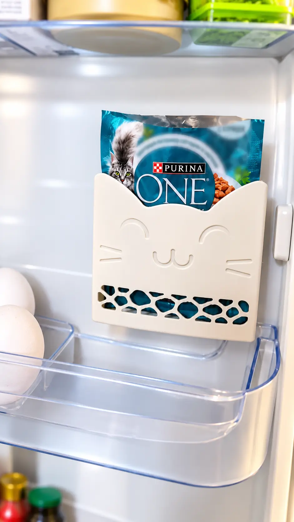 MEOW POCKET – Removable Cat Food Pouch Holder for Fridge — modelo 3D