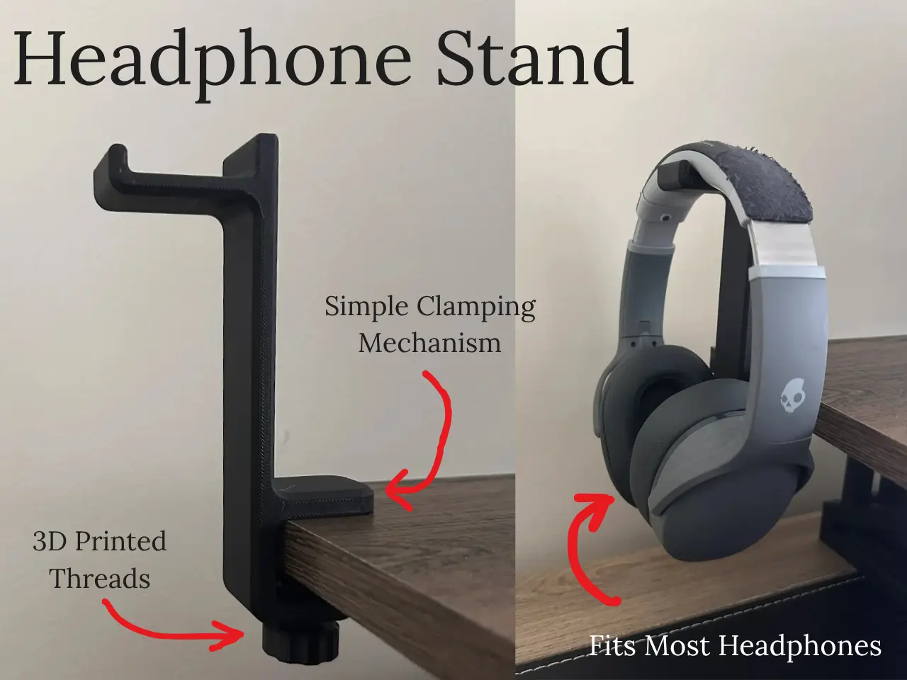 Desk Clamp Headphone Stand — modelo 3D