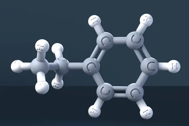 Ethylbenzene 3D Molecular Model — CAS 100-41-4 — modelo 3D