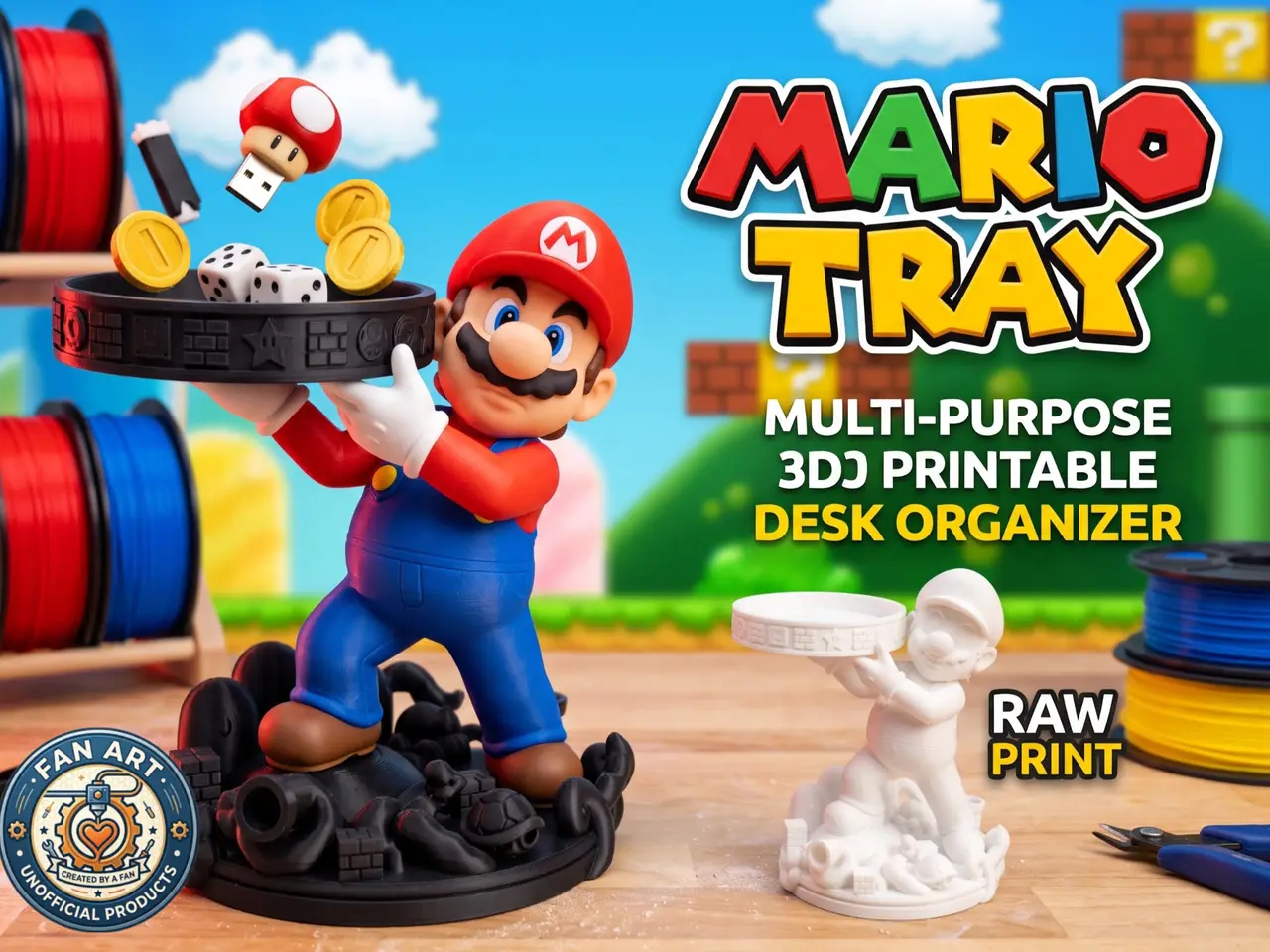 Super Mario Desk Tray & Organizer — modelo 3D