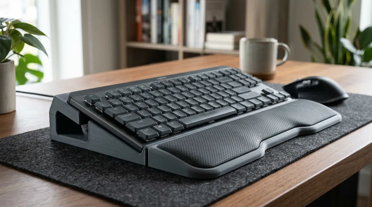 Logitech MX Mechanical Adaptive ErgoSystem (Ergo Cradle, Tilt & Keyguard) — modelo 3D
