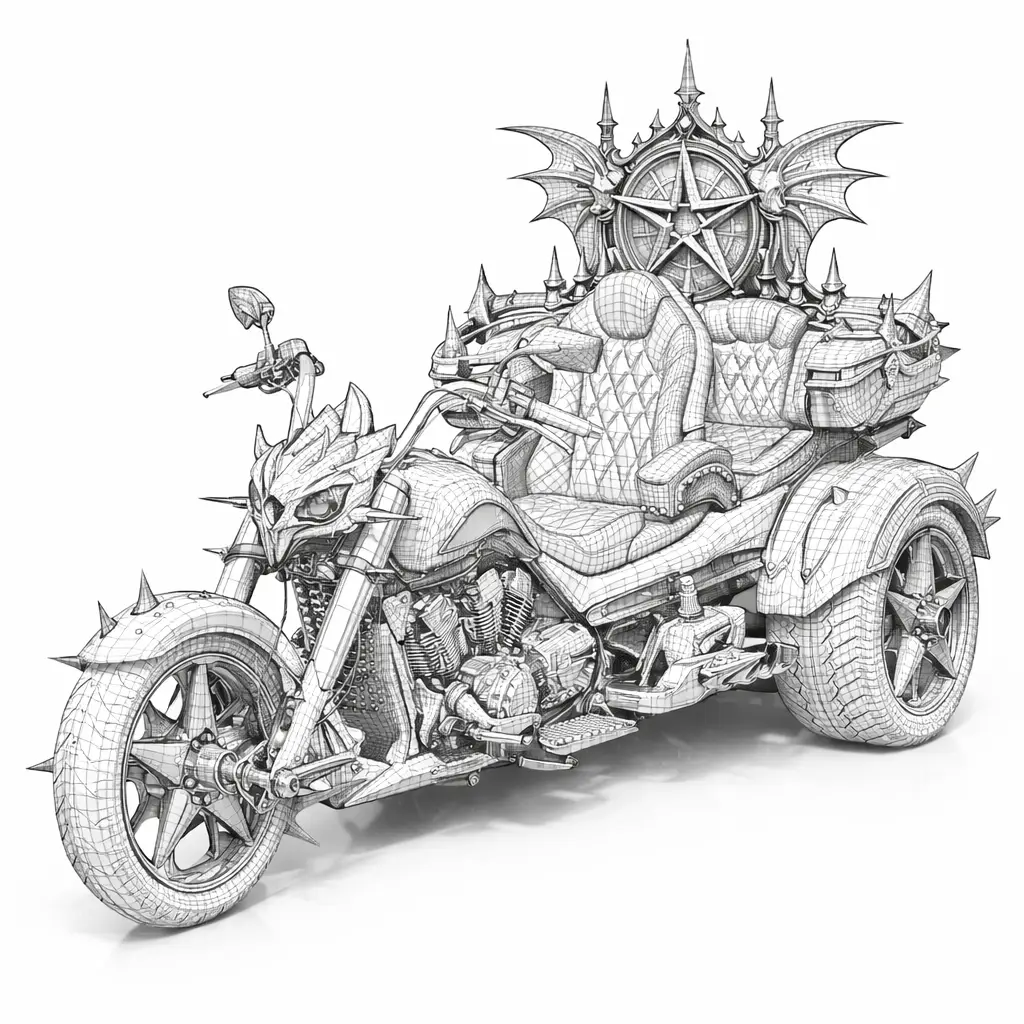 Luxury Gothic Devil Throne Trike Motorcycle — modelo 3D