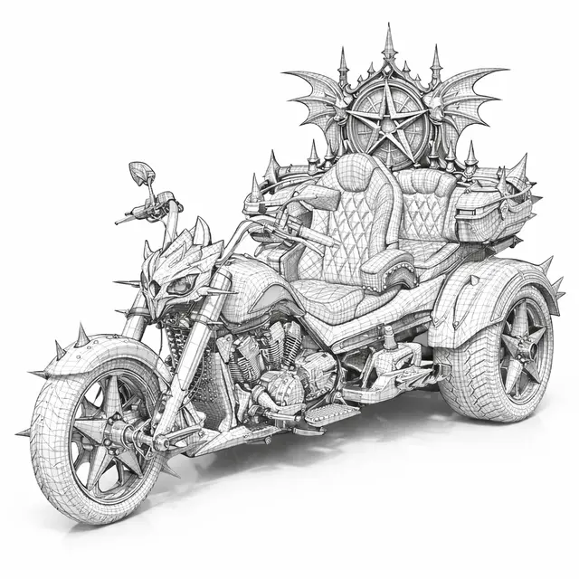 Luxury Gothic Devil Throne Trike Motorcycle — modelo 3D