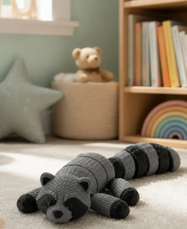 Knitted Raccoon Flexi Toy - Cute Articulated Animal — modelo 3D