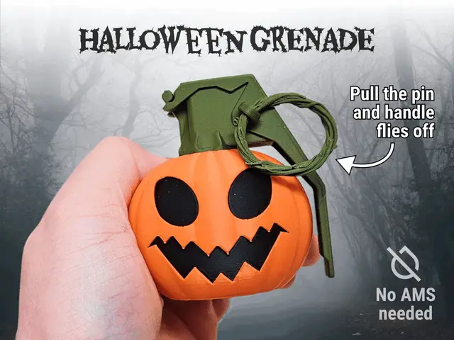 Jack-O'-Lantern Pumpkin Grenade with Flying Handle — modelo 3D