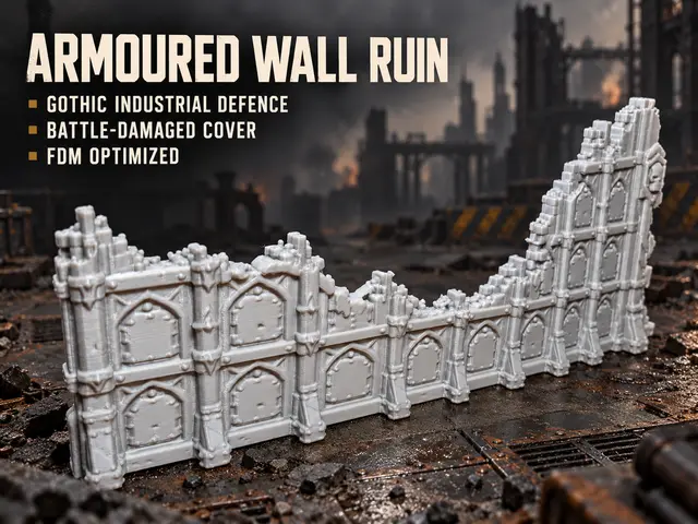 Iron Warriors Wall – Gothic Industrial Defense — modelo 3D
