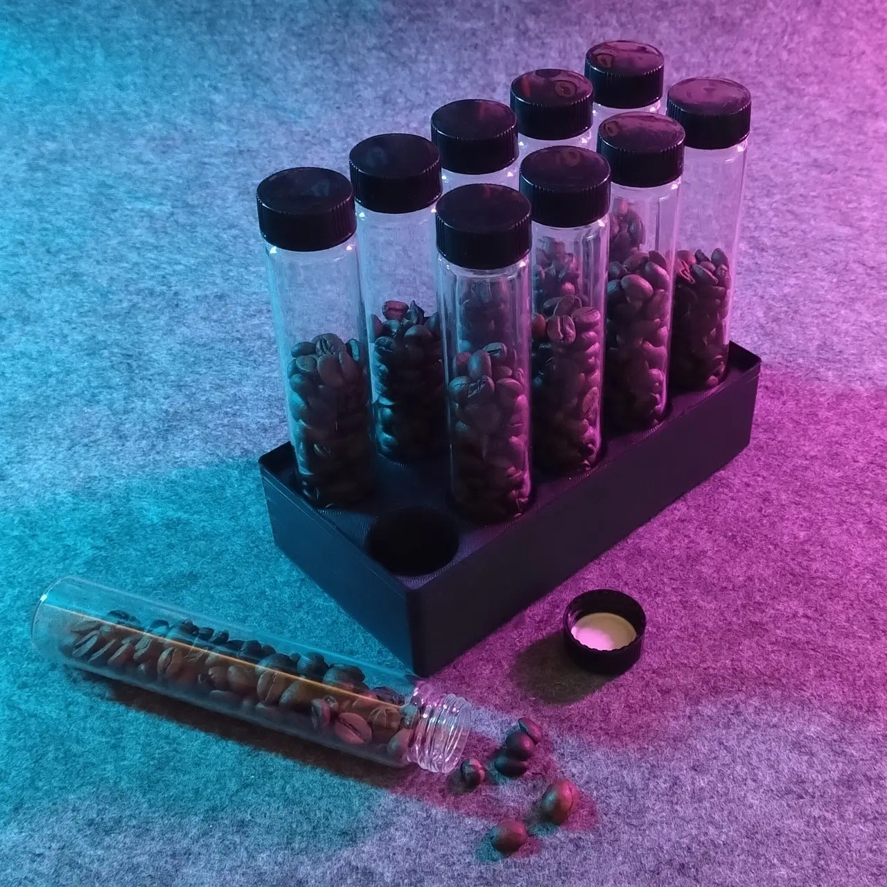 Gridfinity - Bin 2.4.6 - Coffee bean test tube holder (remix) — modelo 3D