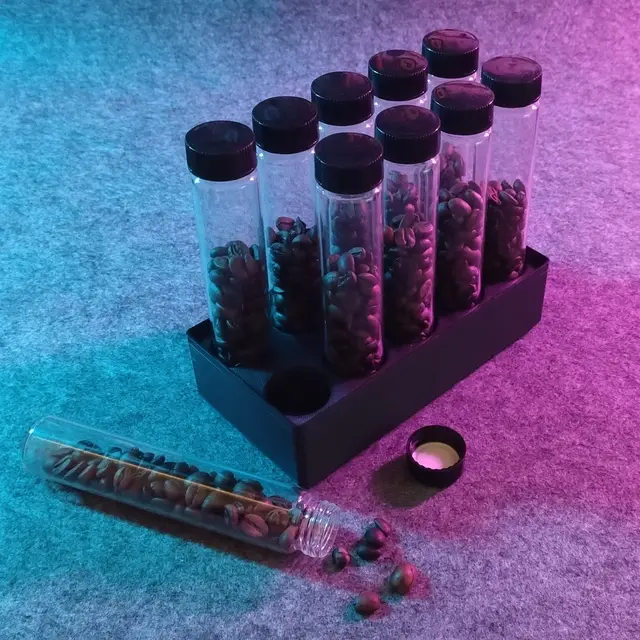 Gridfinity - Bin 2.4.6 - Coffee bean test tube holder (remix) — modelo 3D