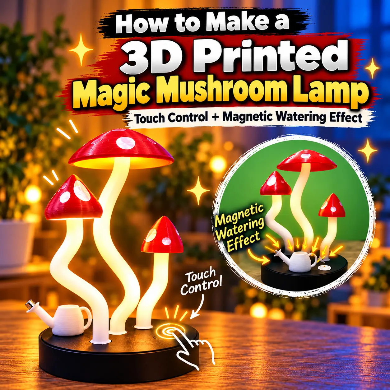 Magic Mushroom Lamp – Touch & Magnetic LED Light — modelo 3D