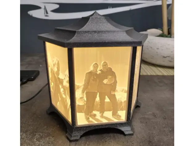 Hexagon LED Litophane Lamp — modelo 3D