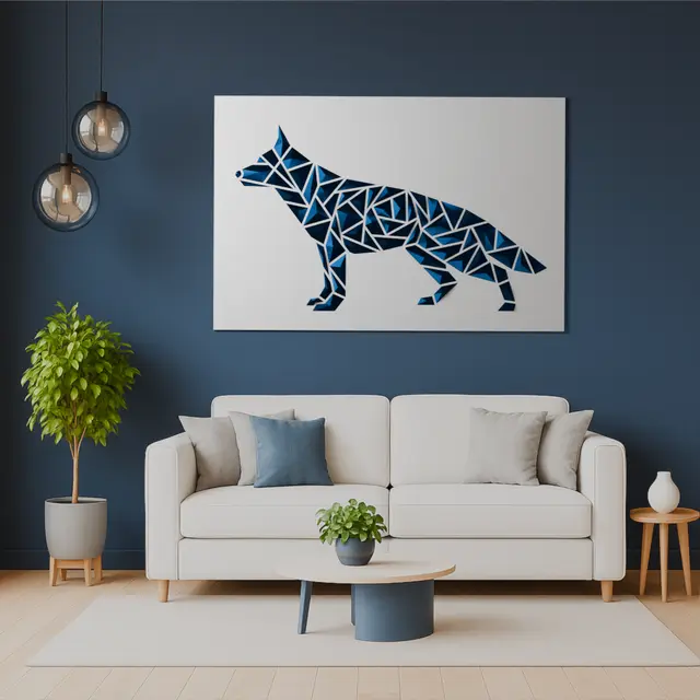 Geometric dog wall art - “German shepherd style” — modelo 3D