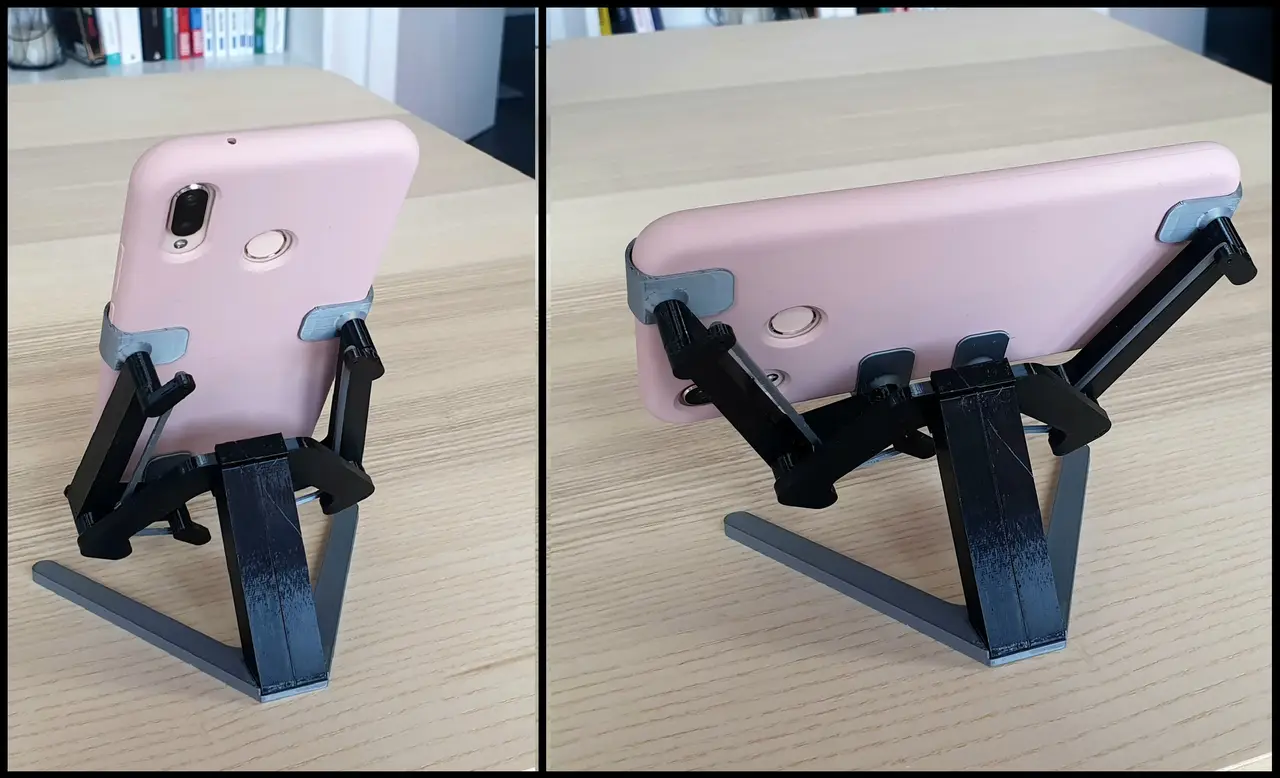 Dual orientation mechanical phone stand — modelo 3D
