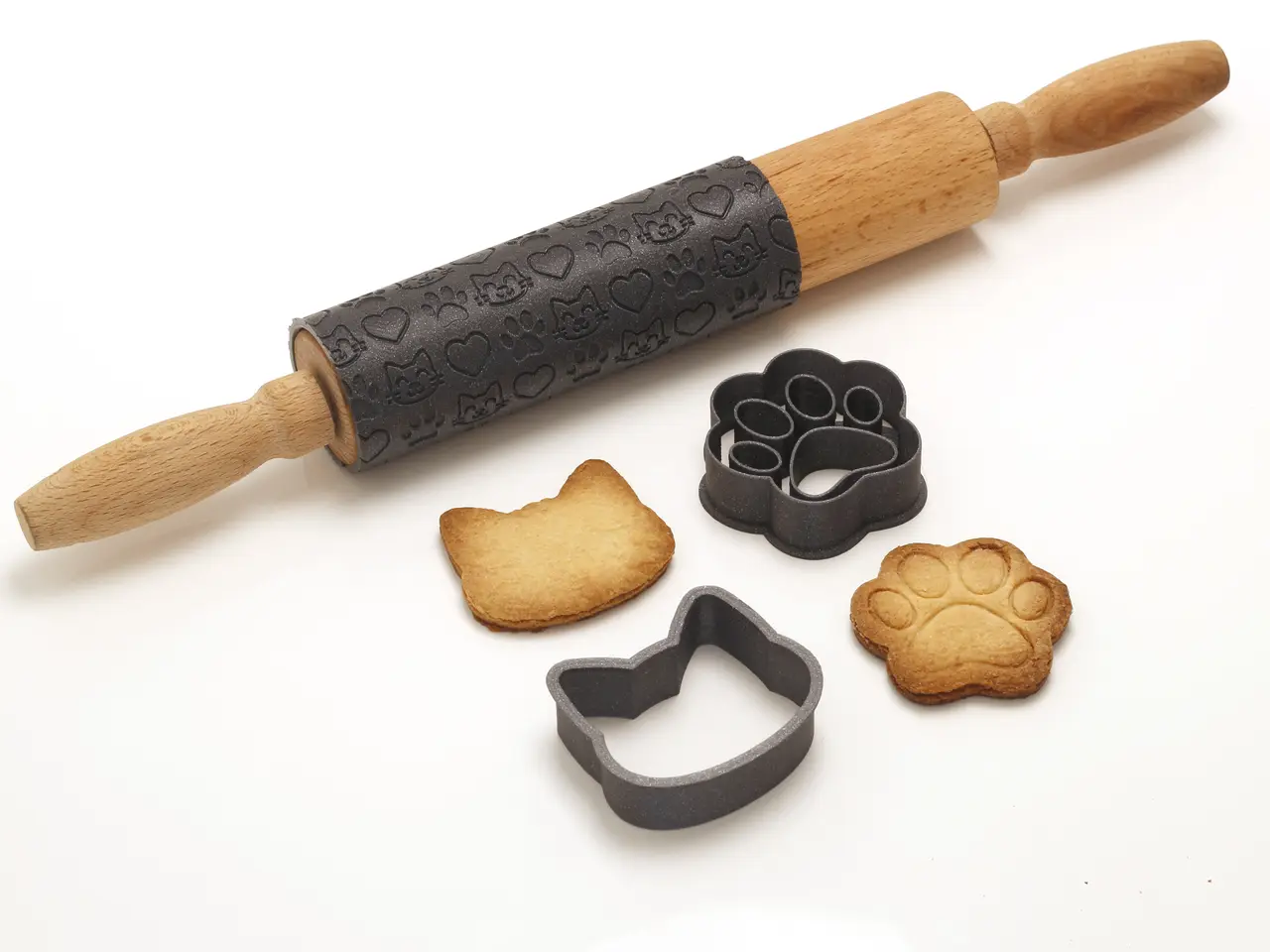 Neko Baking Set - Cat Cookie Cutter / Rolling Pin — modelo 3D