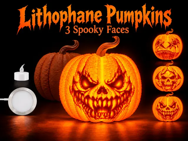Lithophane Pumpkins - spooky faces — modelo 3D
