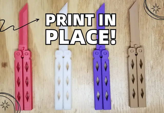 Butterfly Knife - Print in Place - Balisong — modelo 3D