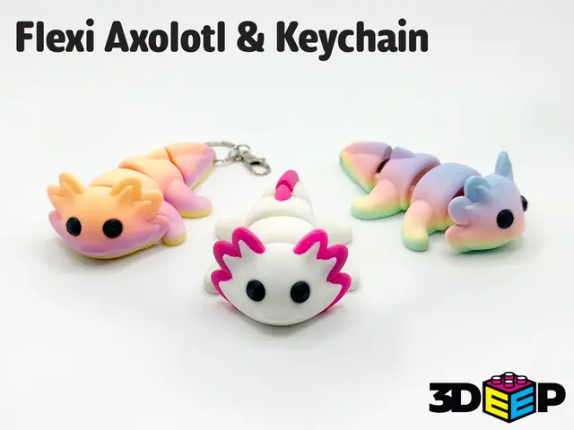 Flexi Axolotl & Keychain - No Supports — modelo 3D