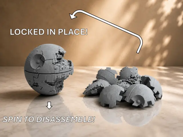 Death Star 3D Puzzle - Locks in place! Make it explode by spinning! — modelo 3D