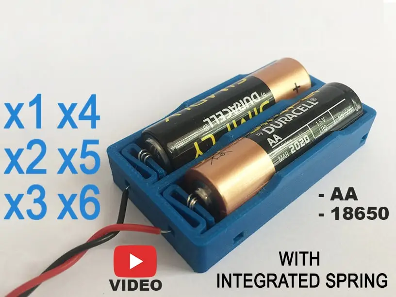 Flexing Battery Holders with Integrated Spring — modelo 3D