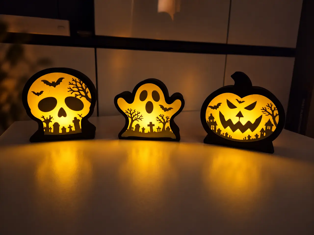 Halloween Tea Light - Skull, Ghost, Jack-o-Lantern — modelo 3D