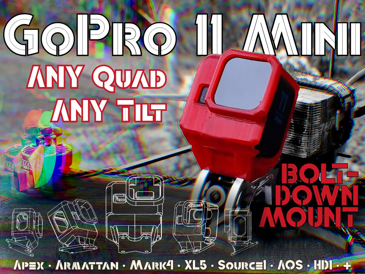 GoPro 11 Mini Drone Mount: Any Drone, Any Tilt, Any ND — modelo 3D
