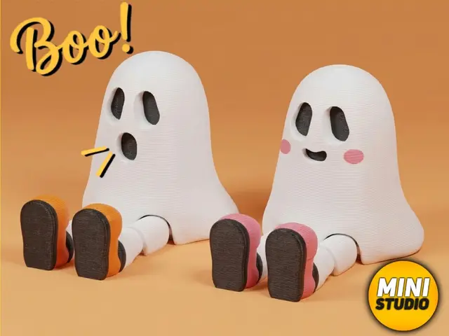 Flexi Halloween Ghost + Keychain Version — modelo 3D