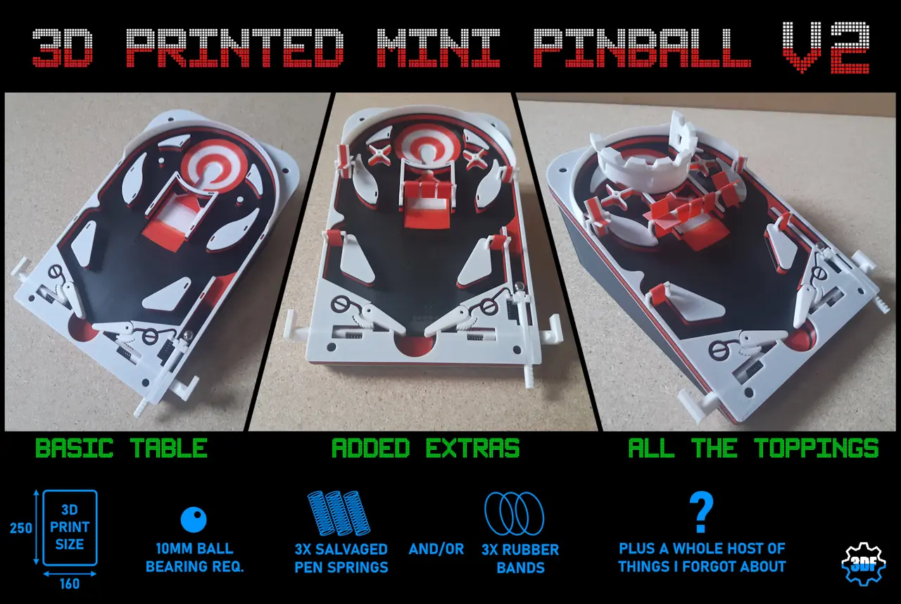 3D Printed Mini Pinball V2 — modelo 3D