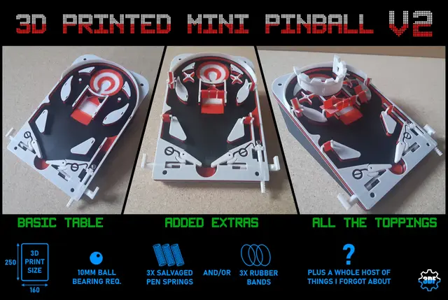 3D Printed Mini Pinball V2 — modelo 3D