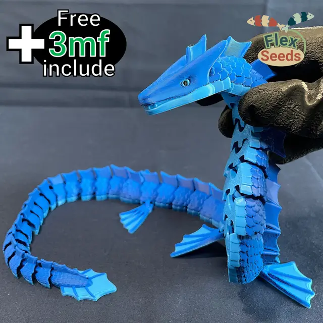 Flexi Water Dragon (Print-in-place) — modelo 3D
