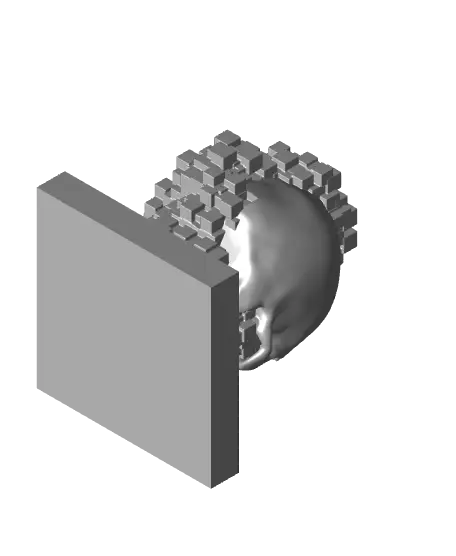 Pixelated Black Skull Sculpture – Contemporary Gothic Art — modelo 3D