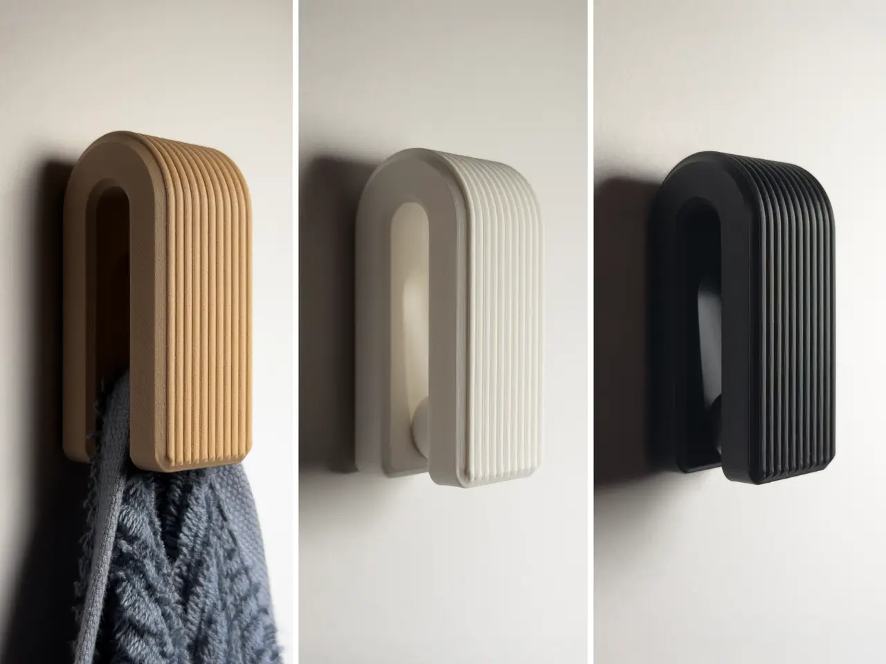 Auto-locking Hanger - Gravity Towel Hook - Ribbed — modelo 3D