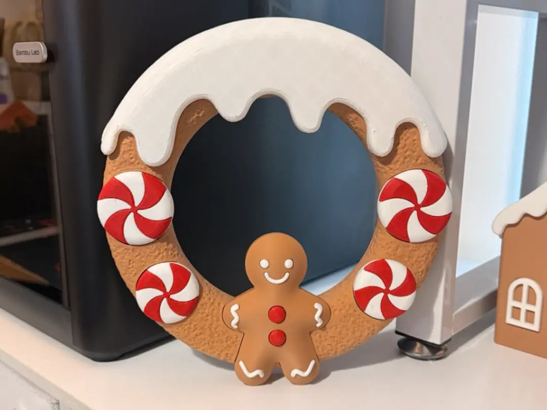 Gingerbread Peppermint Christmas Wreath - No AMS — modelo 3D