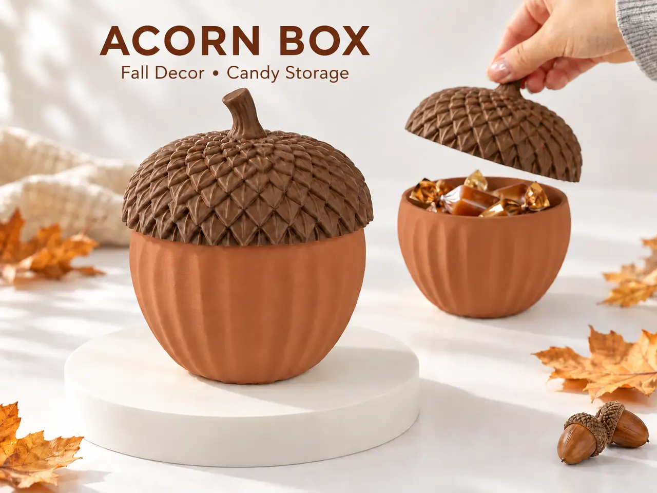 Acorn Box with Lid – Fall Decor & Candy Storage — modelo 3D