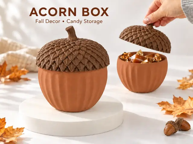 Acorn Box with Lid – Fall Decor & Candy Storage — modelo 3D