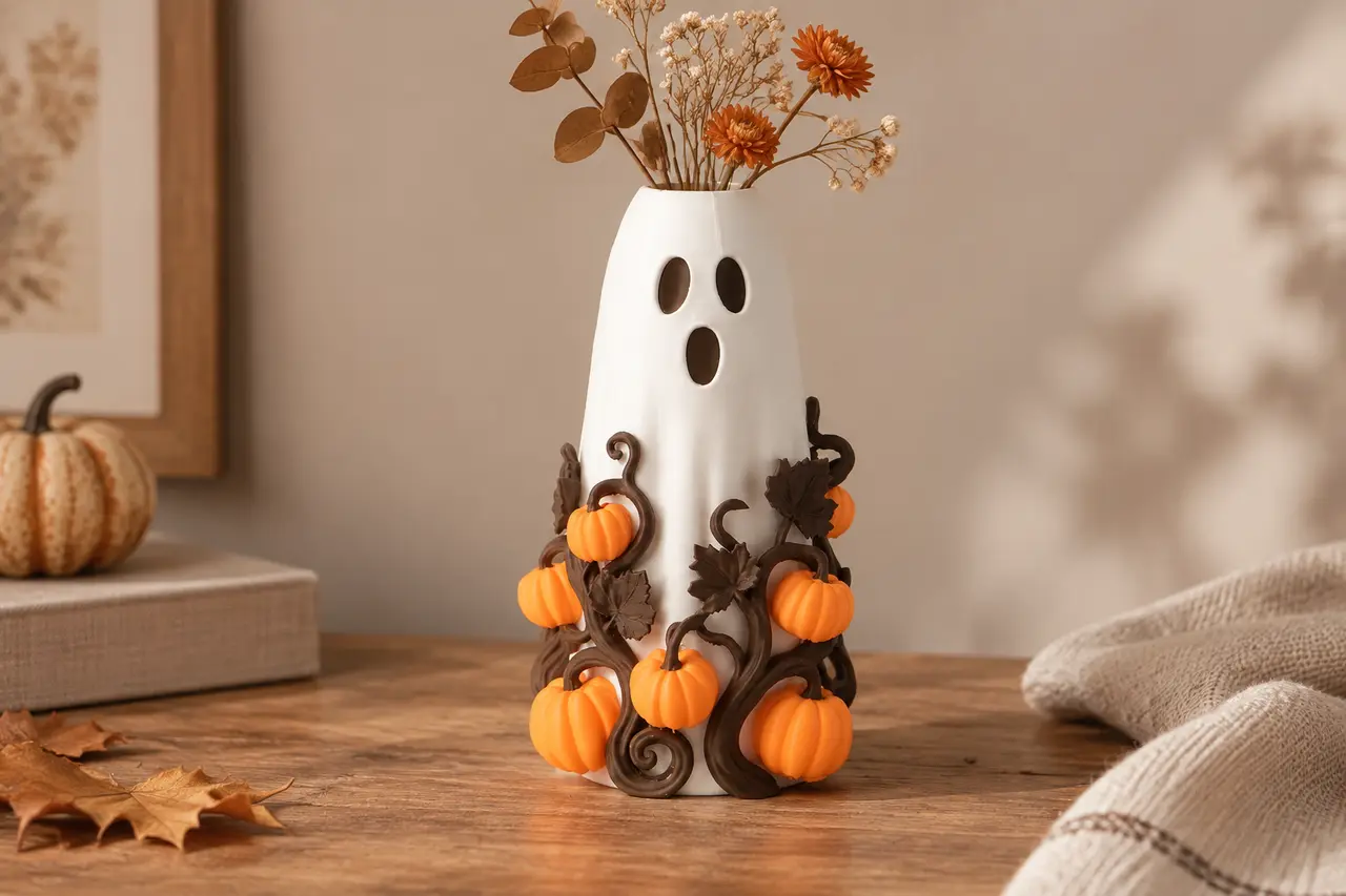 Ghost Pumpkin Vine Vase – Halloween Decor — modelo 3D