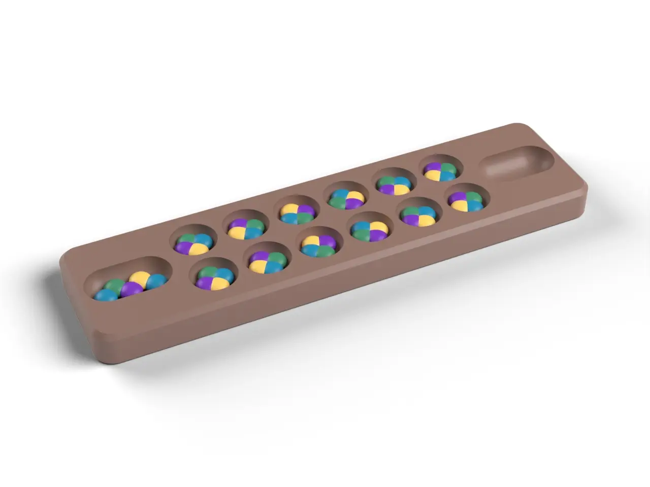 Mancala Board Game with 48 Stones - Travel Strategy Game, No Supports (OpenSCAD) — modelo 3D