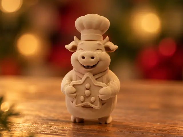 Weihnachtskuh als Bäcker mit Sternplätzchen — modelo 3D