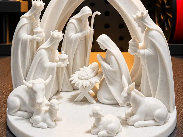 Presépio Minimalista - Cena natividade completa — modelo 3D