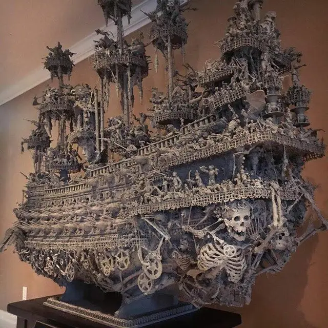 Pirate Zombie Shipwreck Ghost Ship image as lithophane — modelo 3D