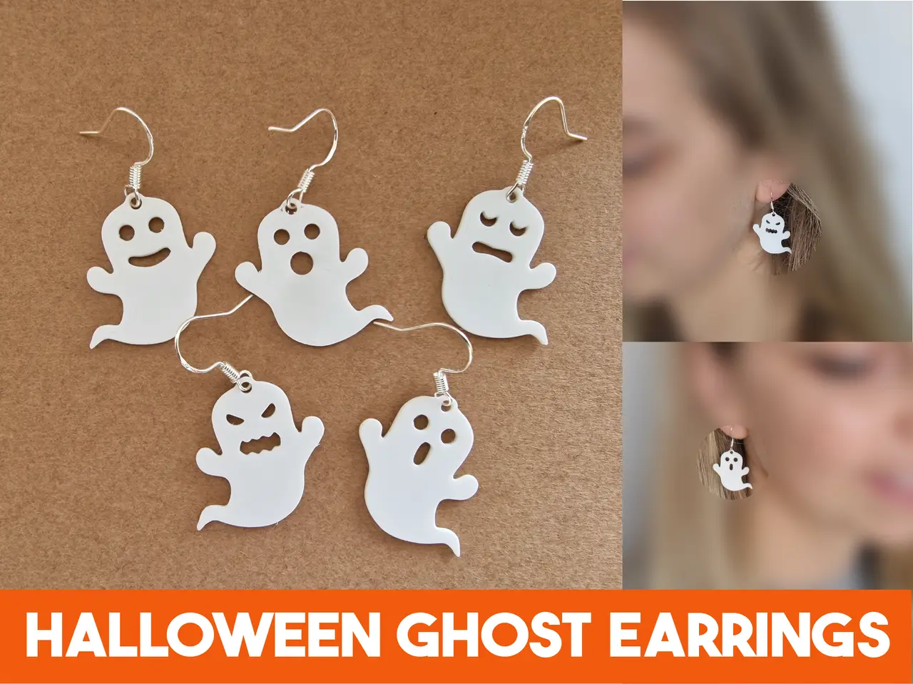 Ghost earrings halloween — modelo 3D