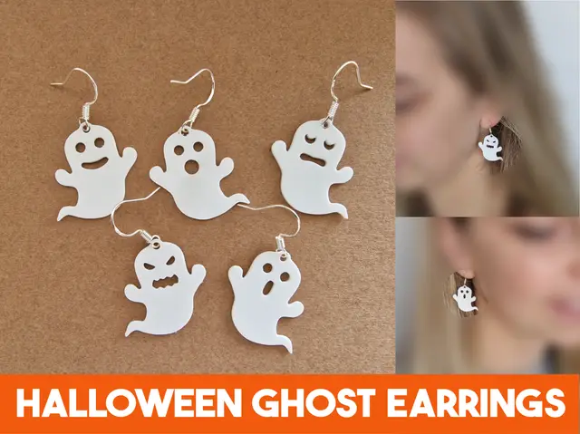 Ghost earrings halloween — modelo 3D