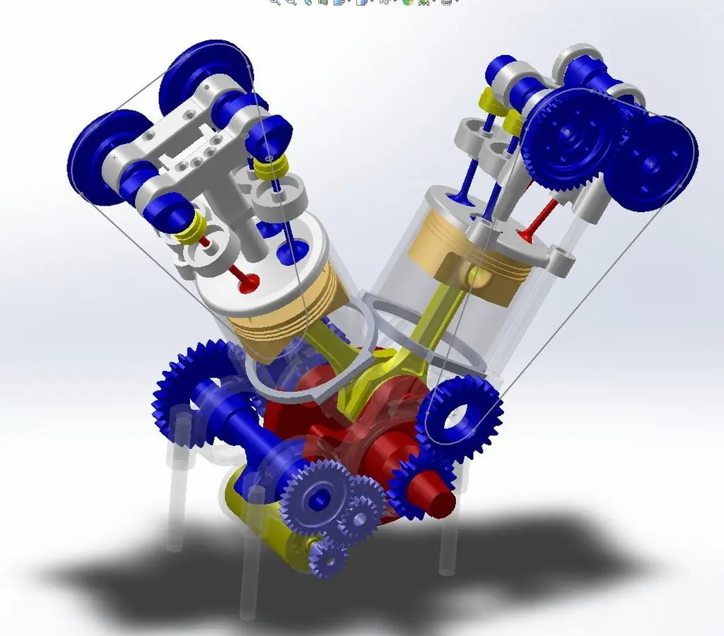 V2 Sports Motorbike Engine — modelo 3D