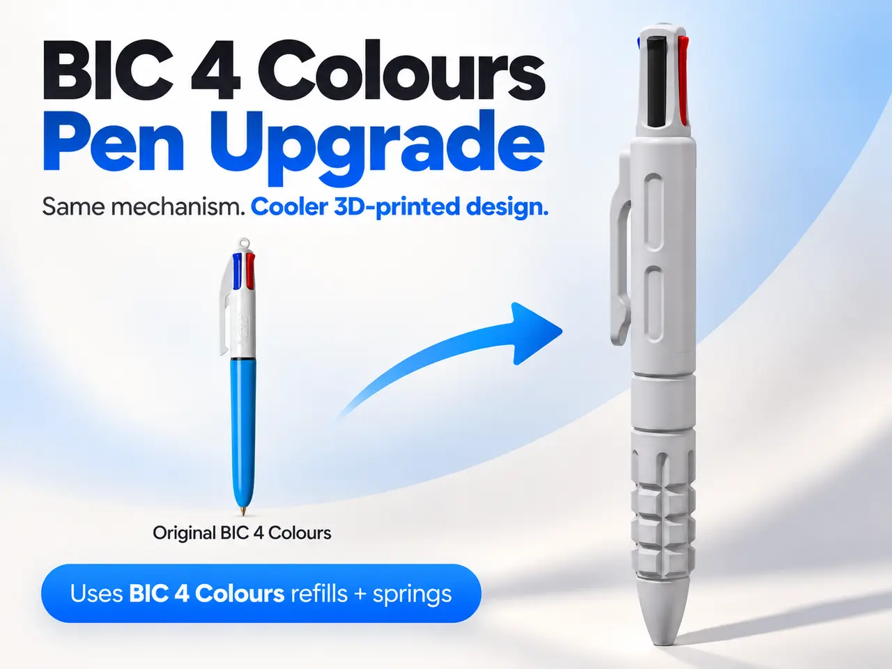 BIC 4 Colours Tactical Pen – 3D Printable Upgrade — modelo 3D