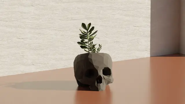 Skull Low Poly - Pot Plant/Pen Holder — modelo 3D